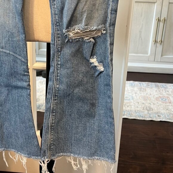 Hudson Los Angeles Distressed Two Tone Flare Jeans 23 - Picture 4 of 9